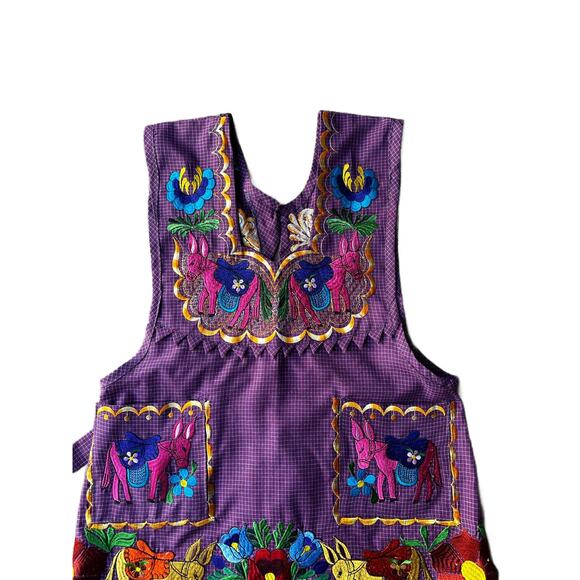 Mexican Folkloric apron embroidered  one of a kind mexico todo corazon - Picture 3 of 9